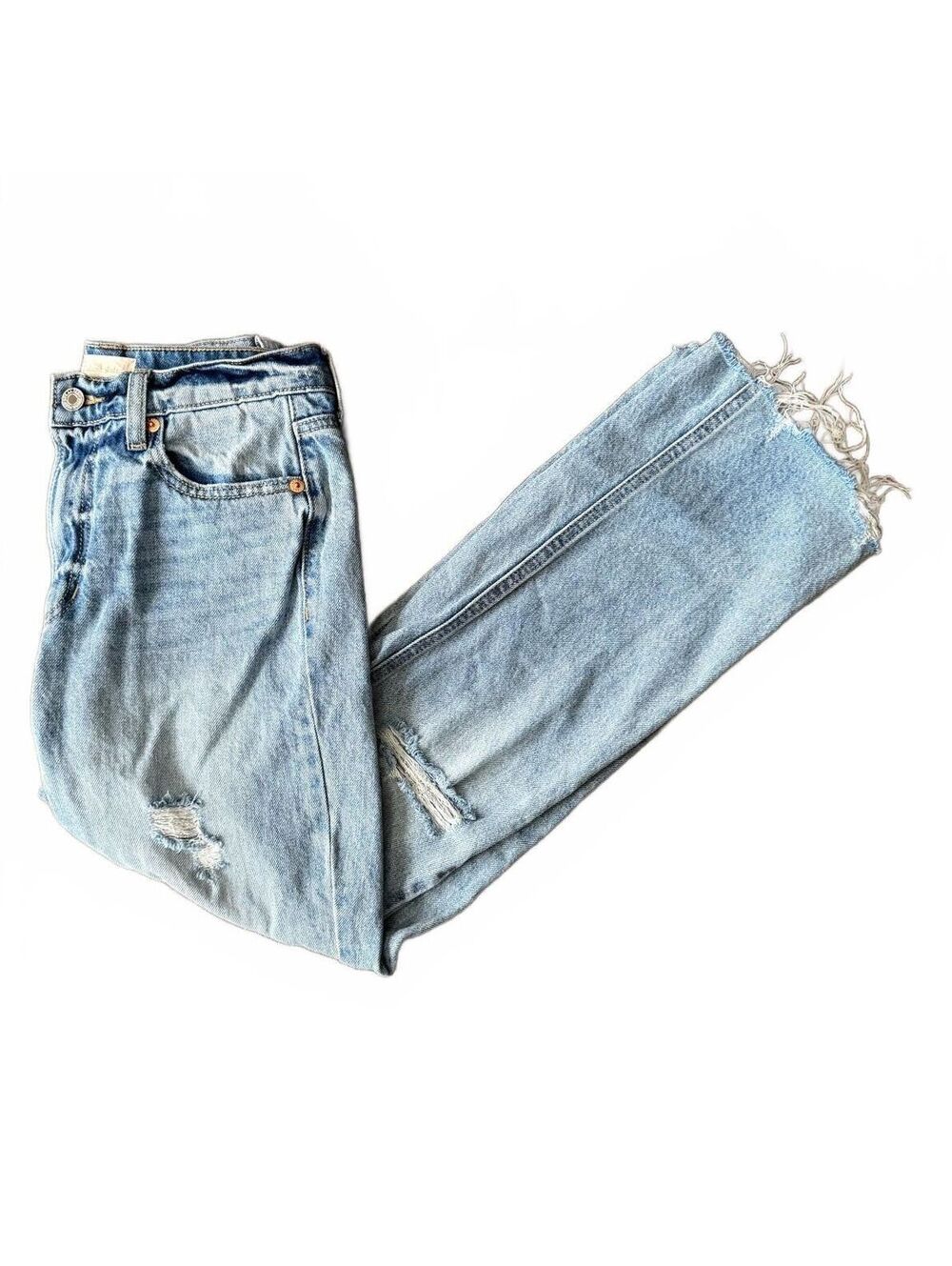 Altar'd State Women's Denim Jeans Distressed Size 26 Fringe Streetwear Grunge